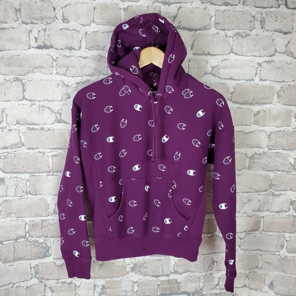 Champion Purple Reverse Weave Hoodie Tossed  Cs Size Small - Picture 3 of 16